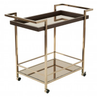 OSP Home Furnishings BEL37-CHG Isabella Wine Cart with Bronze Glass Top in Champagne Metal Frame